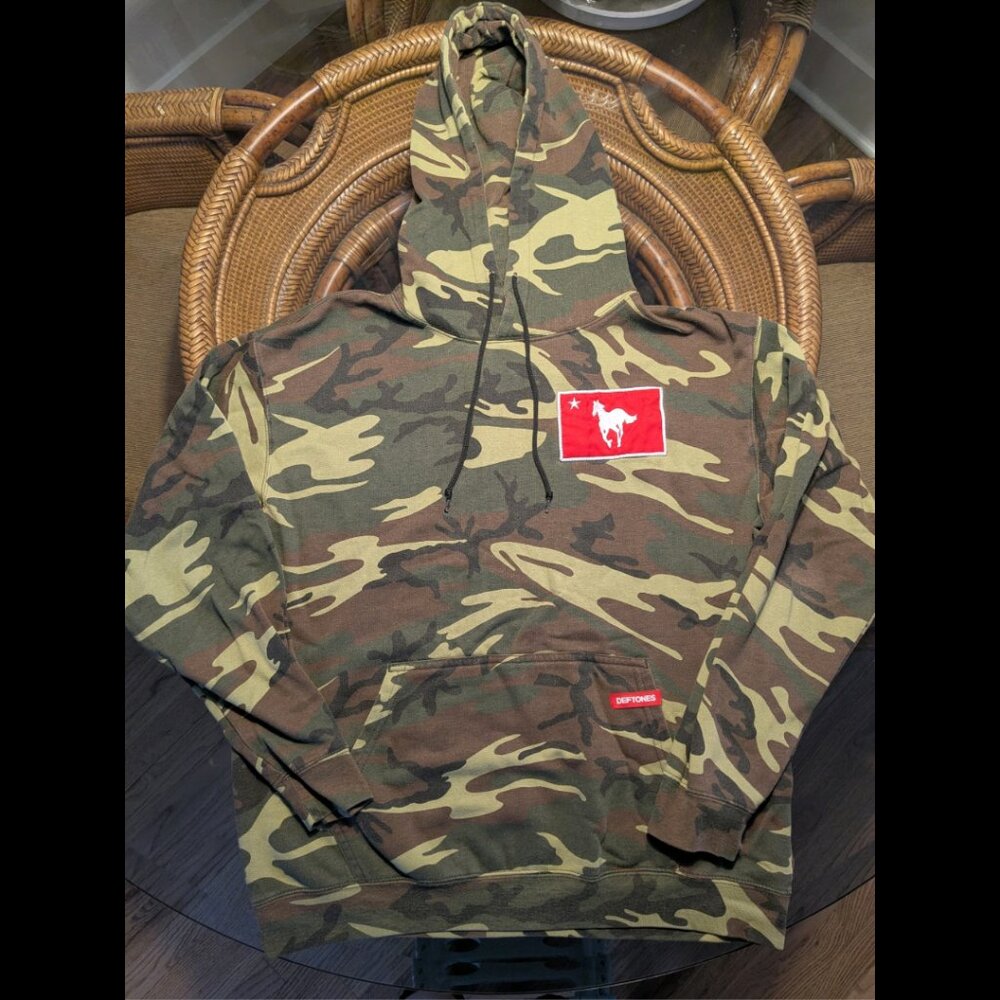 Rare Official Deftones Camo White Pony Hoodie - Men's M